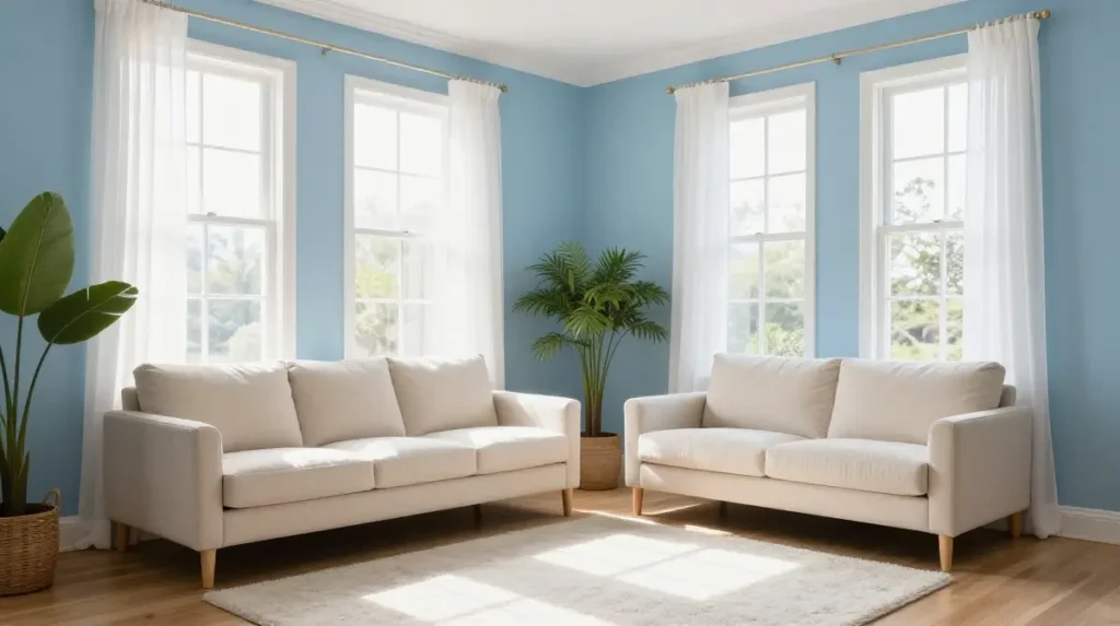 Sky Blue Room With Plenty of Natural Light