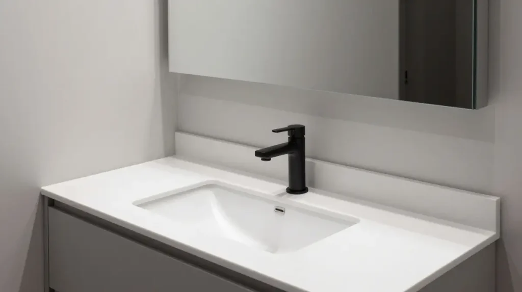 Sleek Quartz Bathroom Counter
