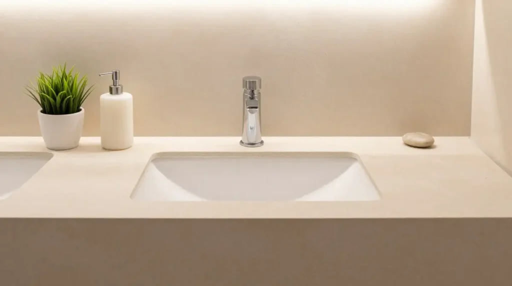 Spa Bathroom Countertop with Minimal Clutter