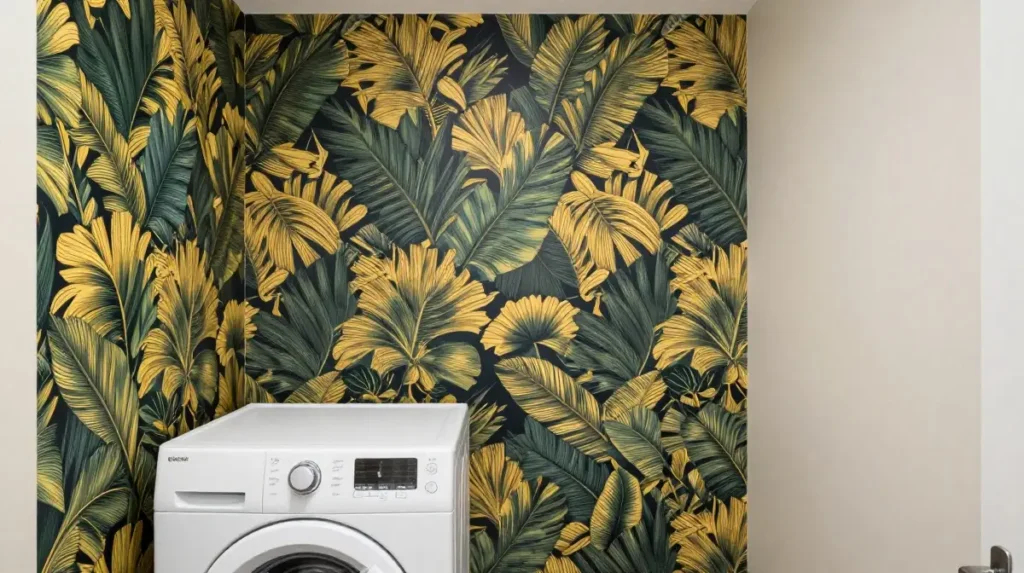 Statement wall ideas using bold wallpaper
