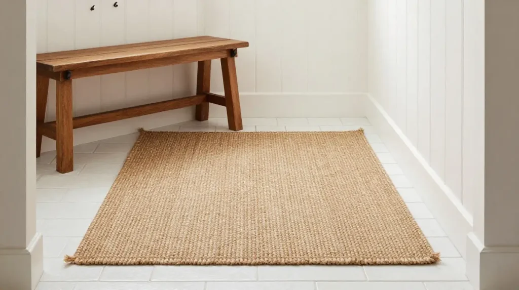 Stone or Tile Flooring With a Warm Rug Layer