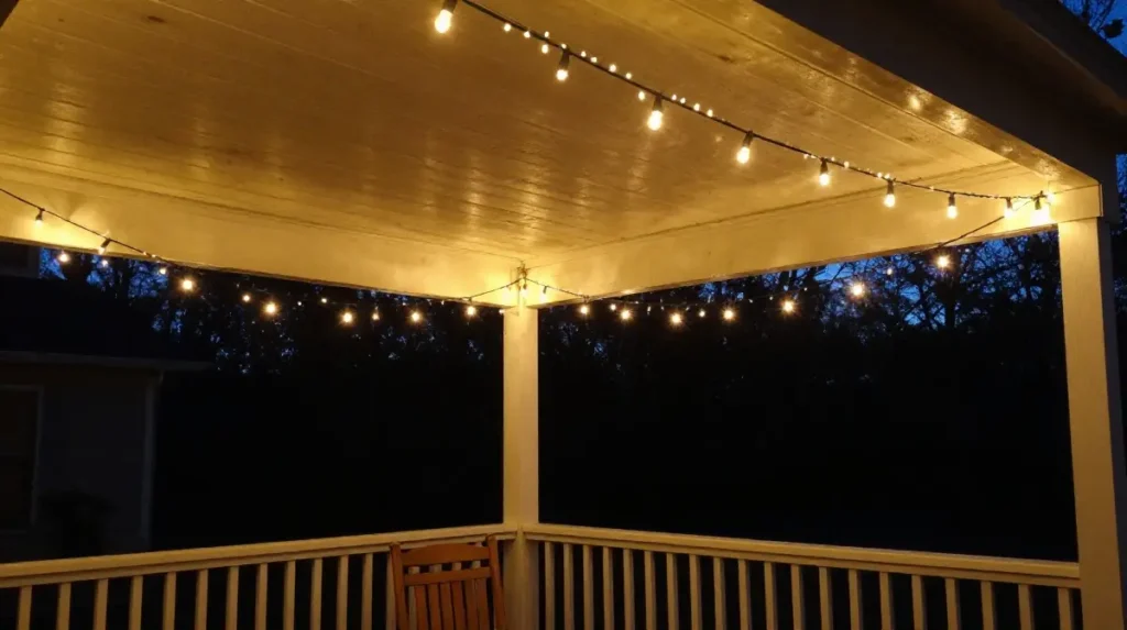 Stringing Lights Across the Ceiling or Railing