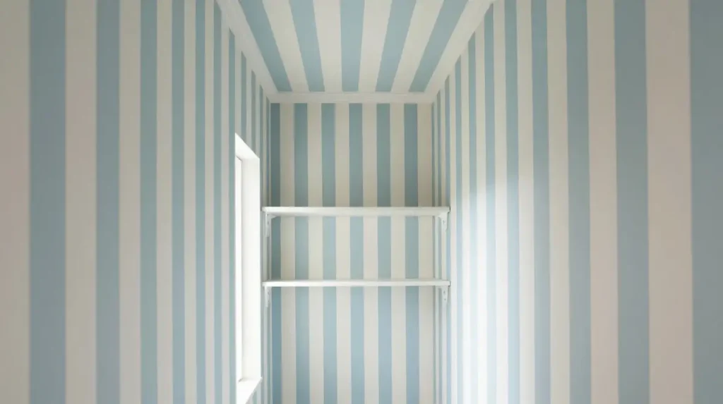 Striped wallpaper to make a narrow room feel longer