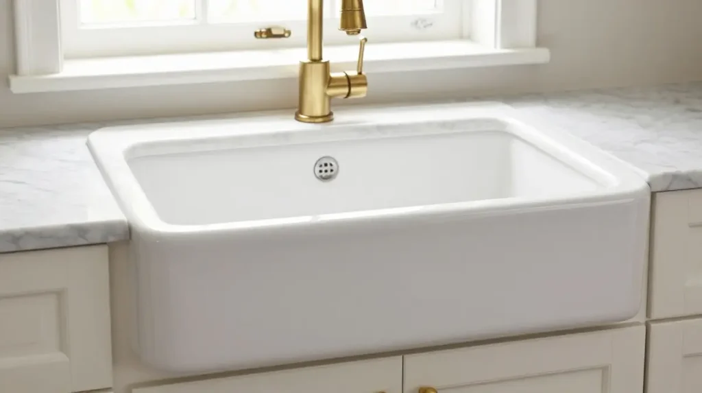 The classic white fireclay sink