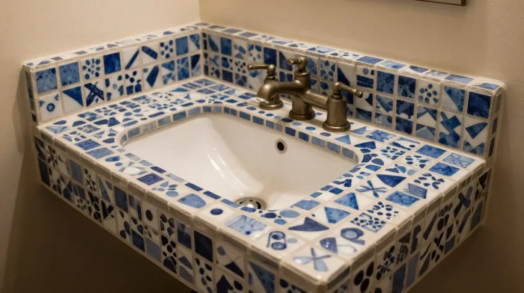 Tile Bathroom Countertop for a Custom Pattern