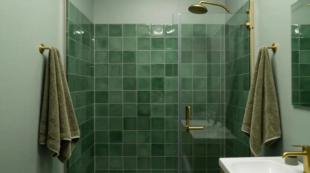 Tonal Green Bathroom with Layered Shades
