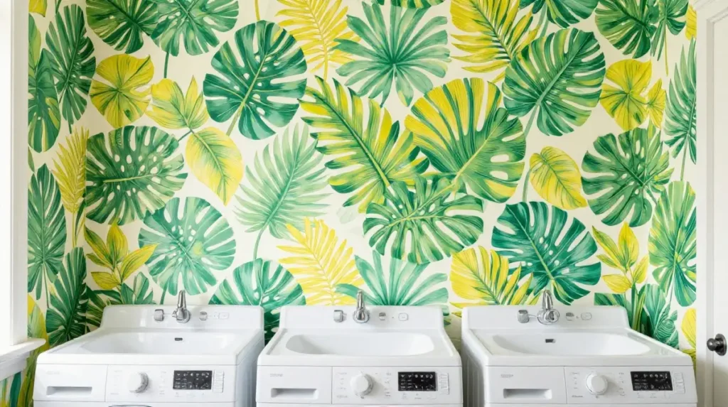 Tropical print wallpaper for a playful statement