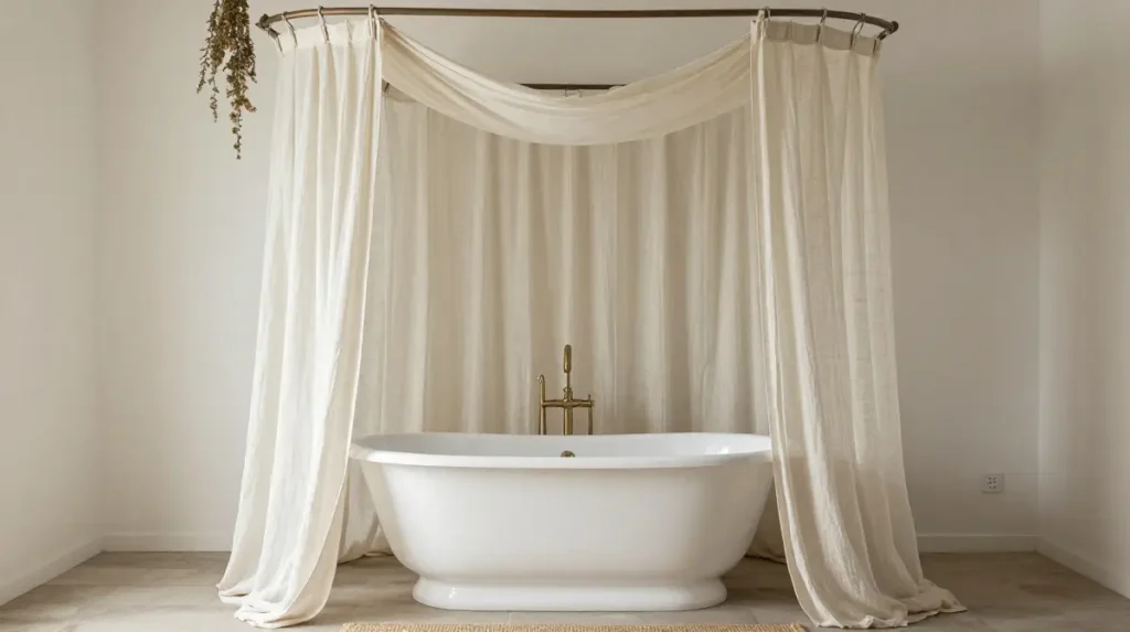 Try a Canopy or Drape Above the Bathtub
