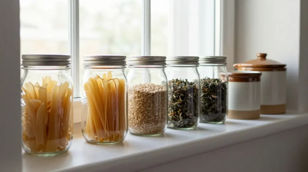 Use Mason Jars and Ceramic Containers for Storage