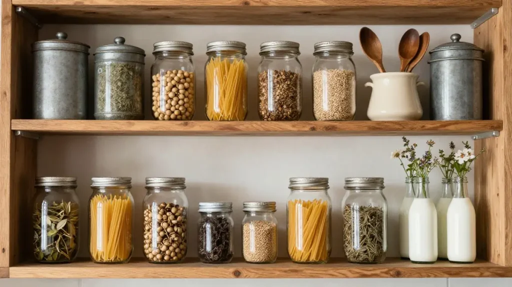 Use Mason Jars and Vintage Containers Throughout