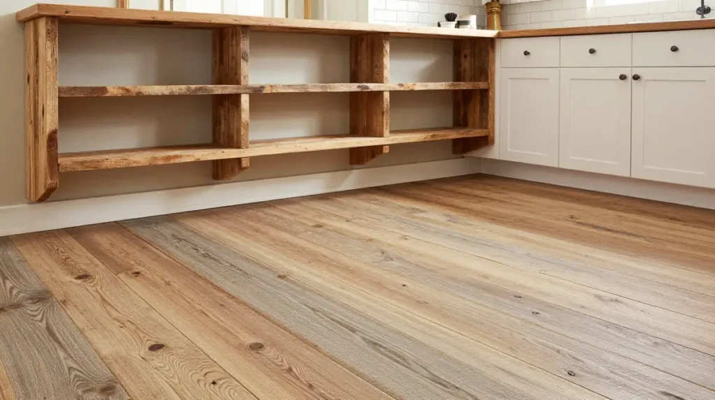 Use Reclaimed Wood for Shelves, Accents, or Flooring
