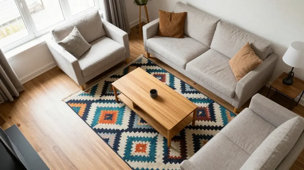 Use Rugs to Ground the Room With Color