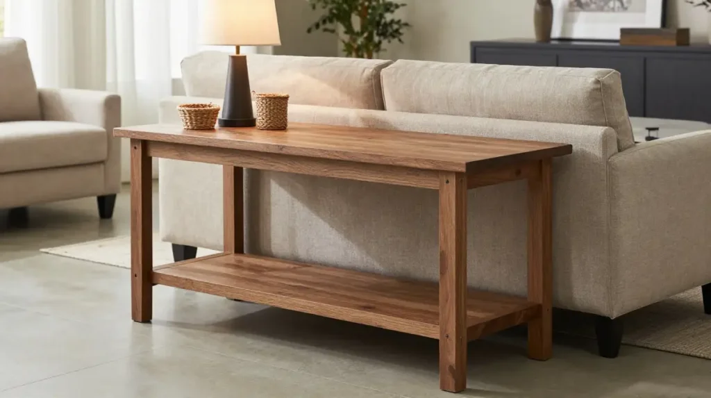 Use a Farmhouse Sofa Table Behind Seating