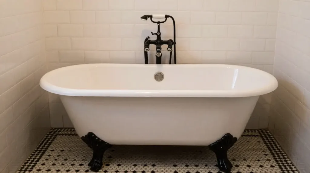 Vintage Clawfoot Tub in a Monochrome Setting