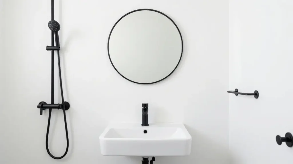 White Walls with Matte Black Fixtures
