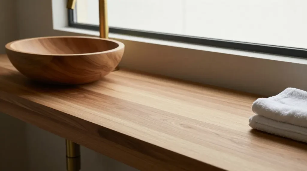 Wood Bathroom Countertop for Warmth