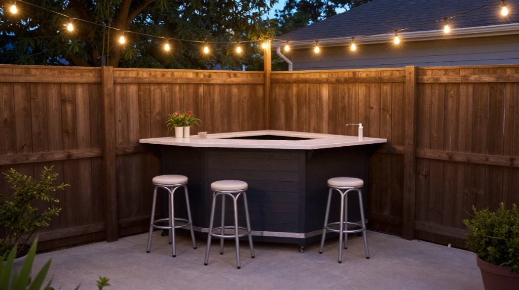 Backyard Corner Bar for Entertaining Guests