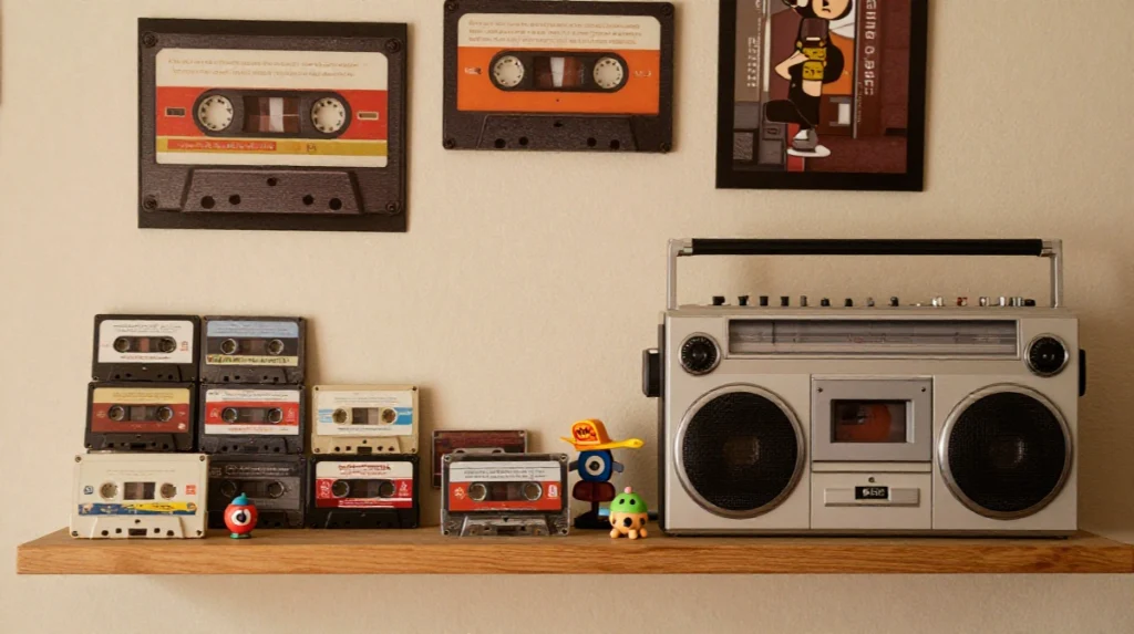 Bring in Cassette Tape and Boom Box Decor