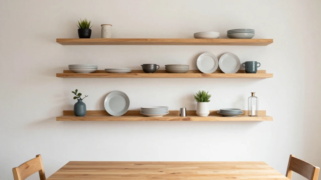 Floating Shelves Instead of Bulky Cabinets