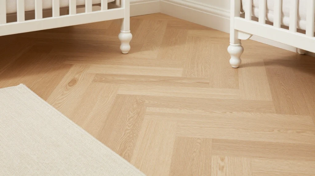 Herringbone Nursery Floor for Texture Underfoot