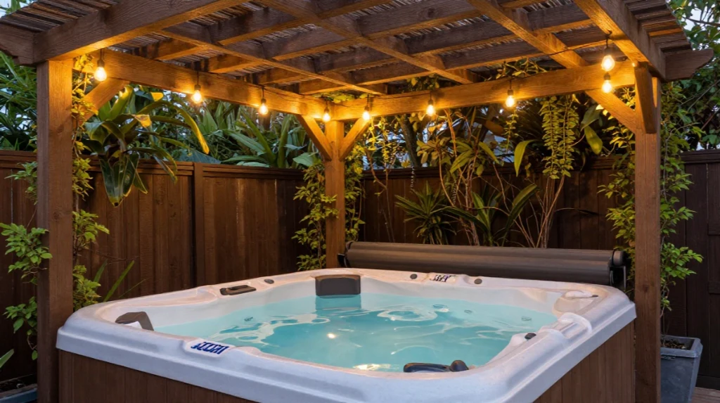 Jacuzzi With a Pergola Cover