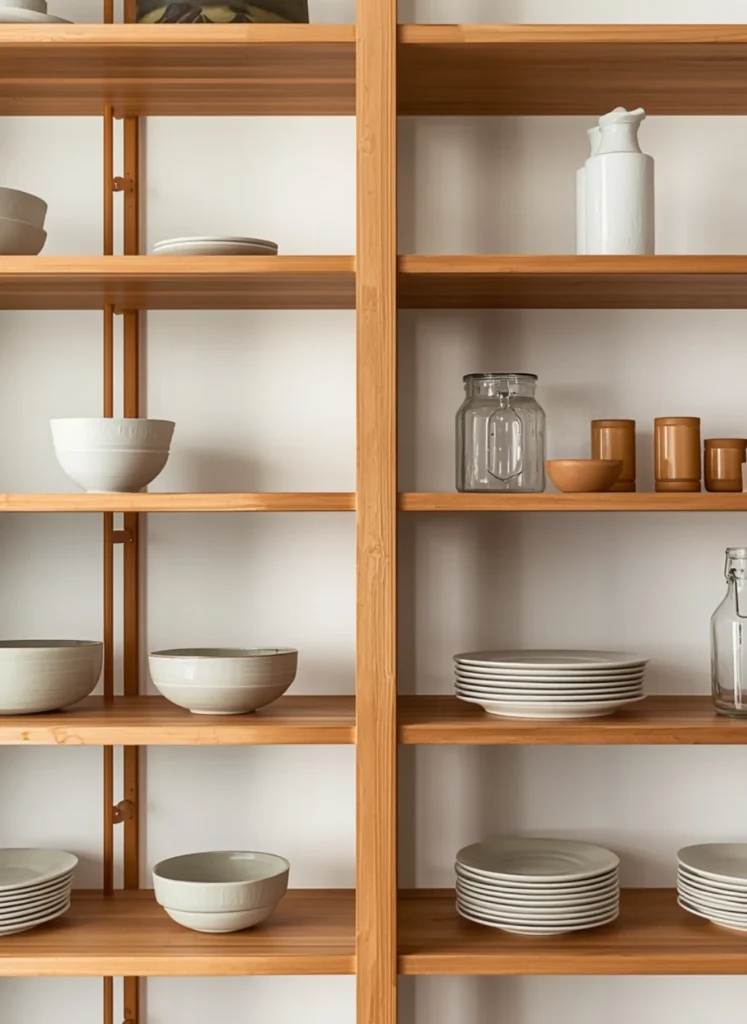 Japandi Shelf Decor and Open Shelving