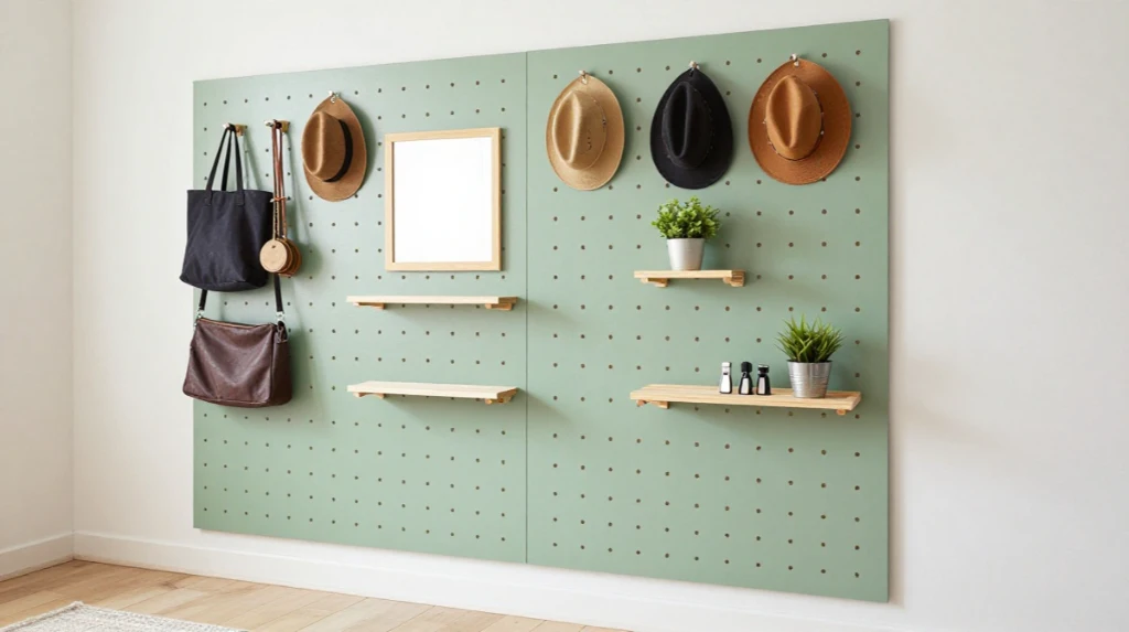 Pegboard as an Entryway Organizer and Divider