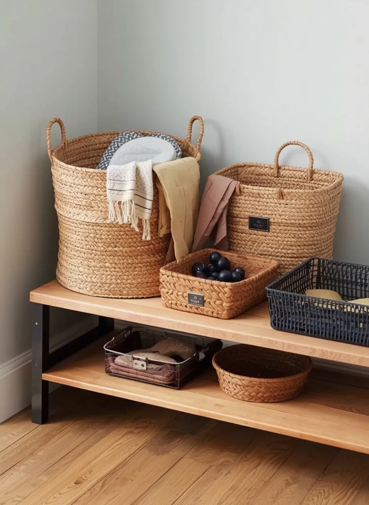 Rattan Entryway Basket Storage