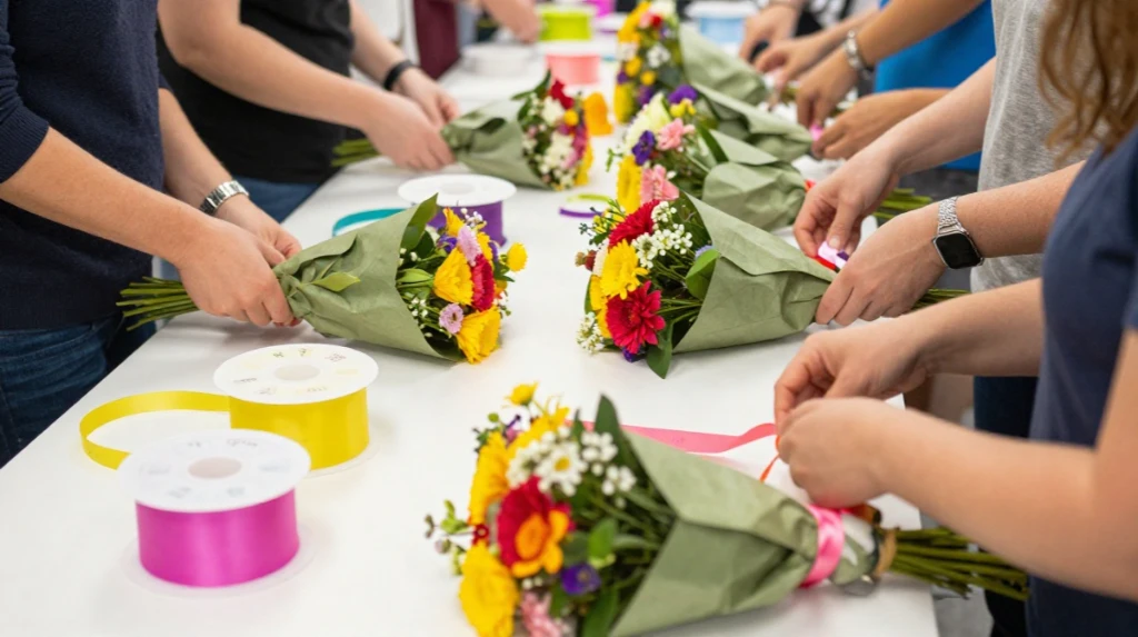 Ribbon-Wrapping Flower Station