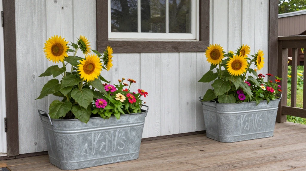 Rustic Farmhouse Porch Planters