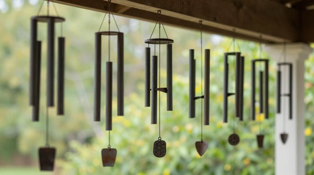 Vintage Wind Chimes and Metal Art