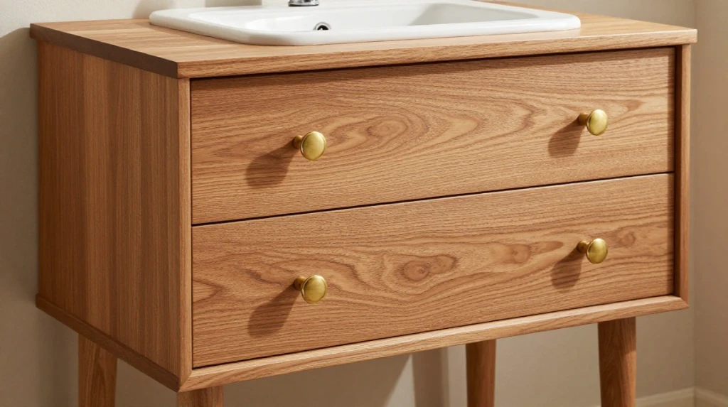 Warm Wood Vanity Cabinets